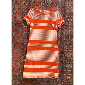 Old Navy M Orange/White Striped Soft Stretch Knit T-Shirt Dress UNUSED